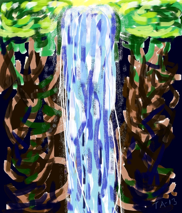 Waterfall, painting by Taruna